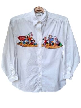 Disney Store Vintage Studio Embroidered Character Button Down Shirt Size M